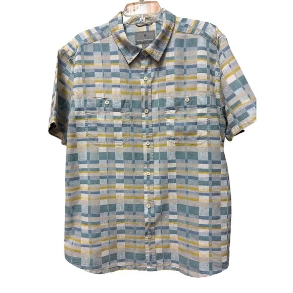 Royal Robbins Shirt Men's XL Plaid Linen/Organic Cotton Outdoor Travel Coastal - Picture 1 of 7